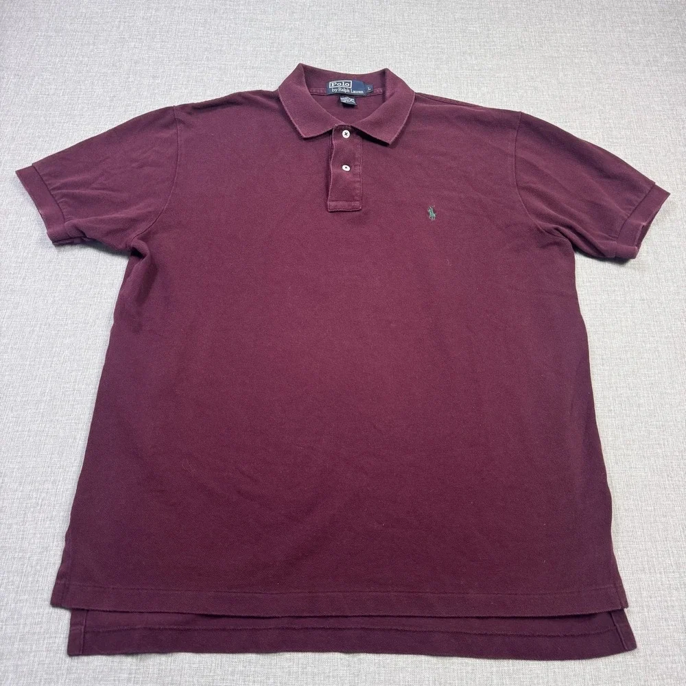 Polo By Ralph Lauren Polo Shirt Mens Large Burgundy Cotton Classic Embroidered